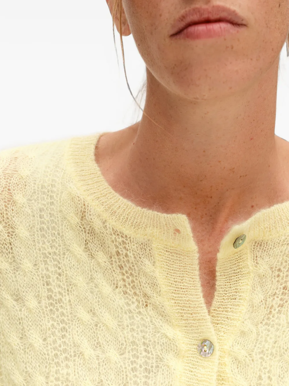 BIMBA Y LOLA light-yellow boxy mohair cardigan Geel