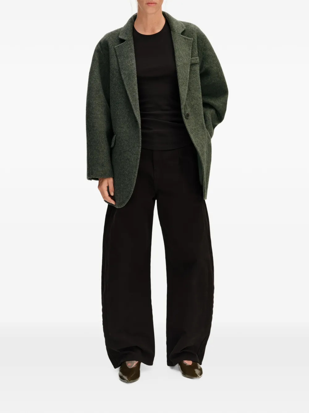 BIMBA Y LOLA khaki tailored double-face double-breasted coat Groen