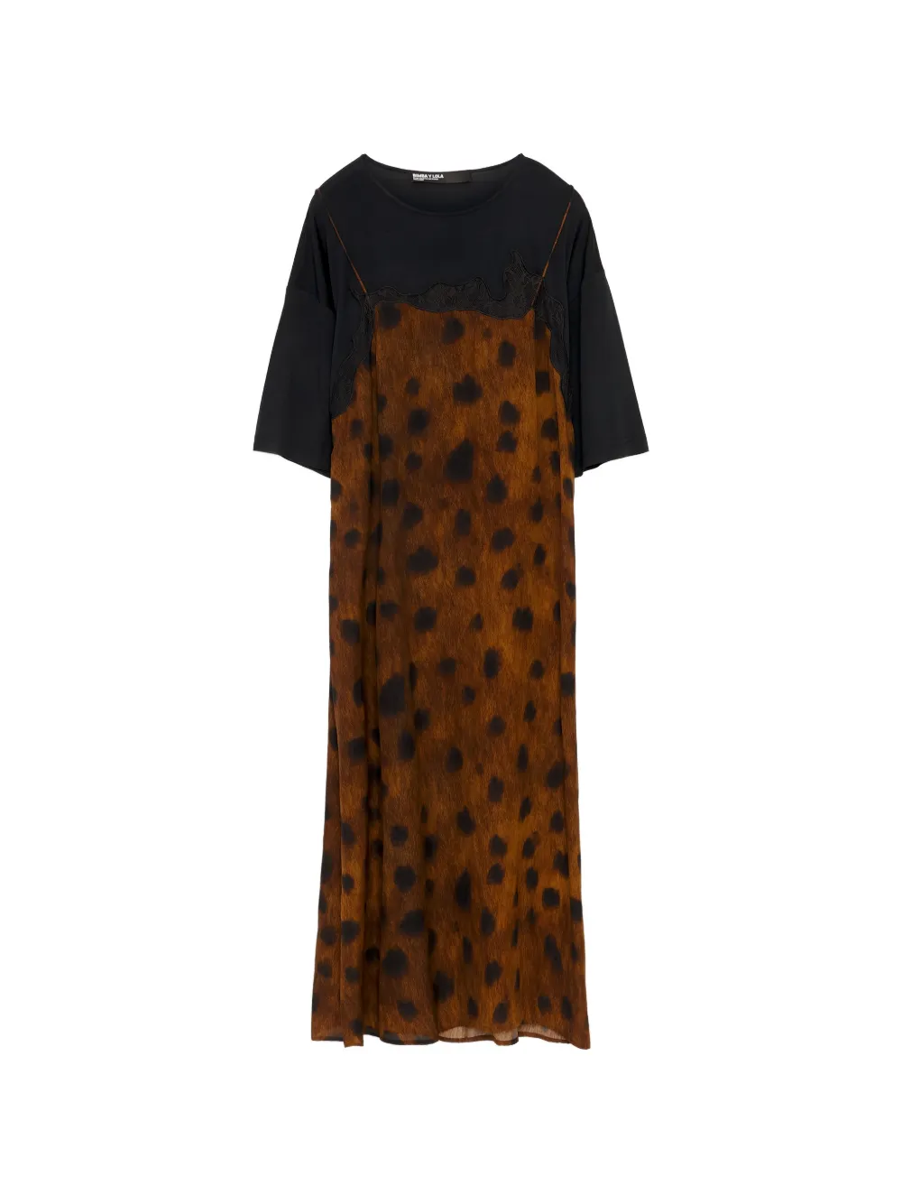 BIMBA Y LOLA deer black brown layered two-material dress Bruin