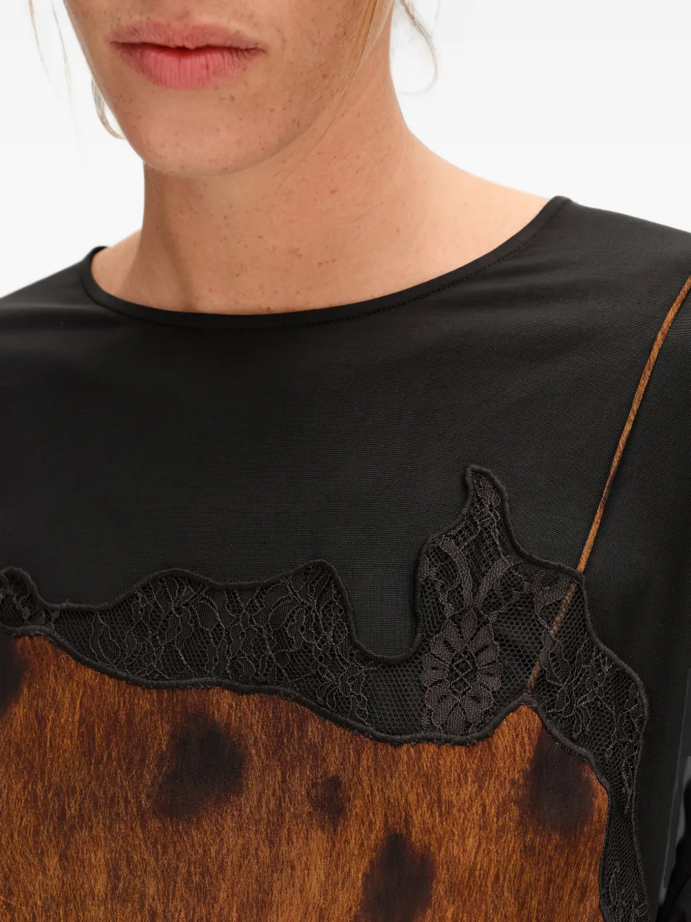 BIMBA Y LOLA deer black brown layered two-material dress Bruin