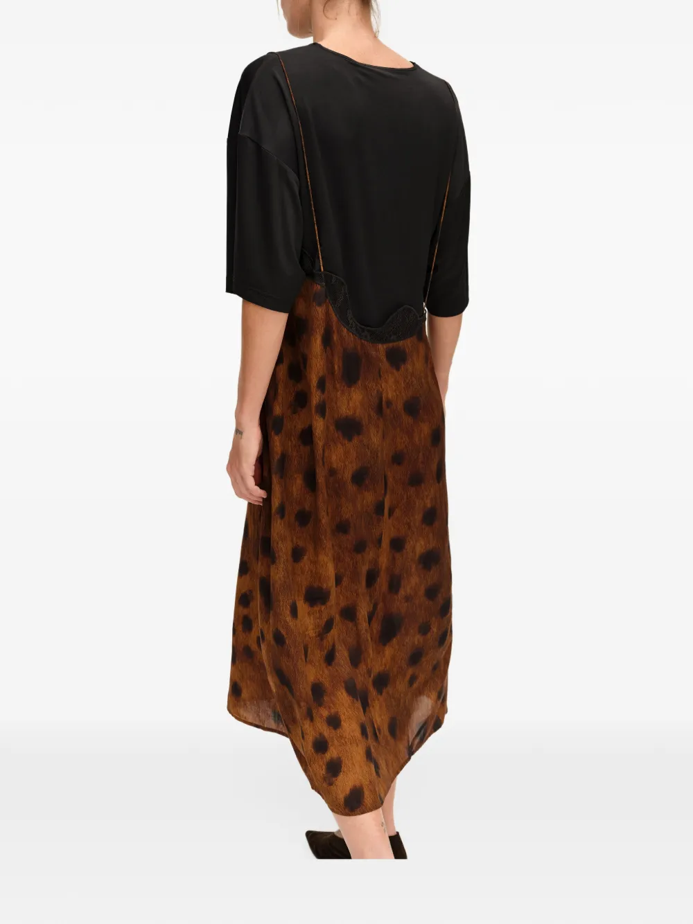 BIMBA Y LOLA deer black brown layered two-material dress Bruin