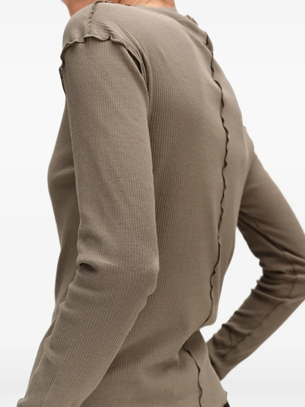 BIMBA Y LOLA taupe fitted ribbed T-shirt Bruin