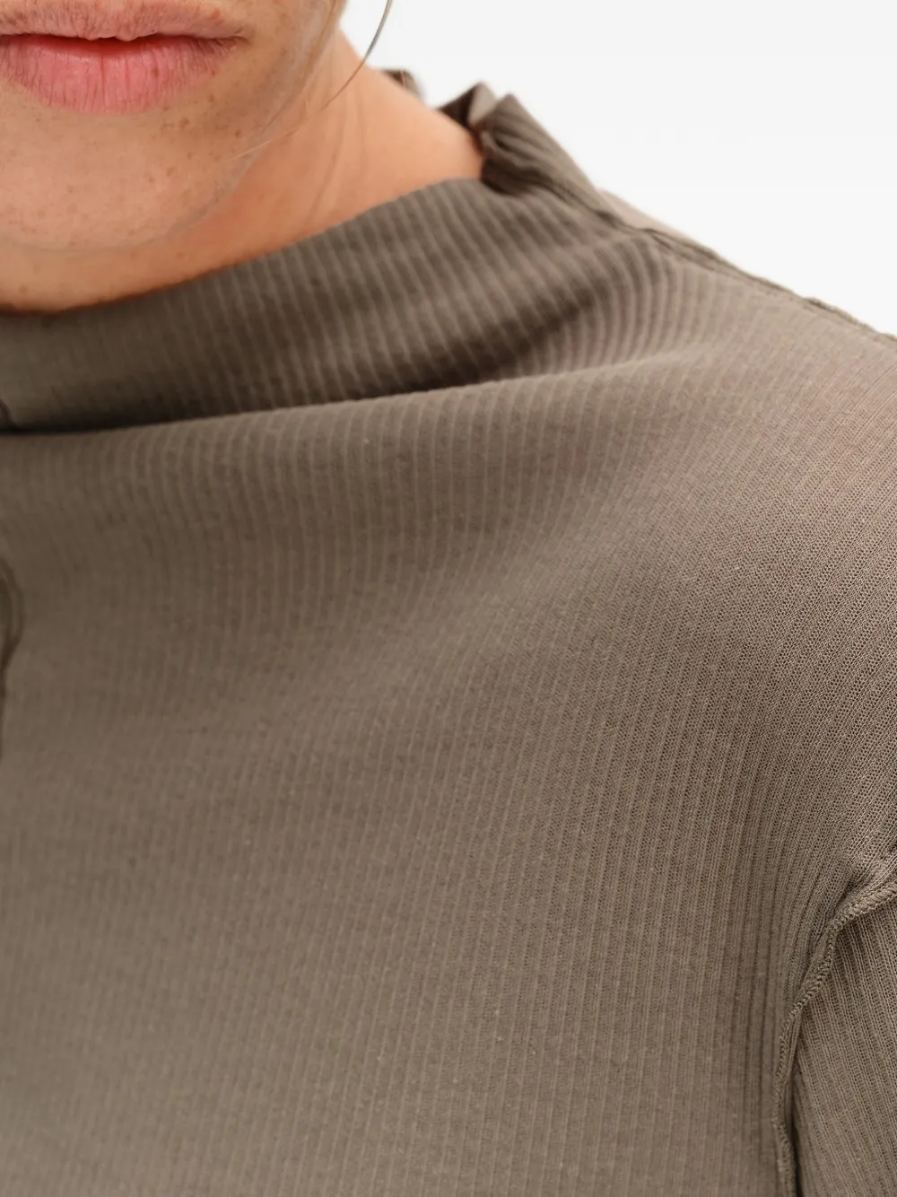 BIMBA Y LOLA taupe fitted ribbed T-shirt Bruin