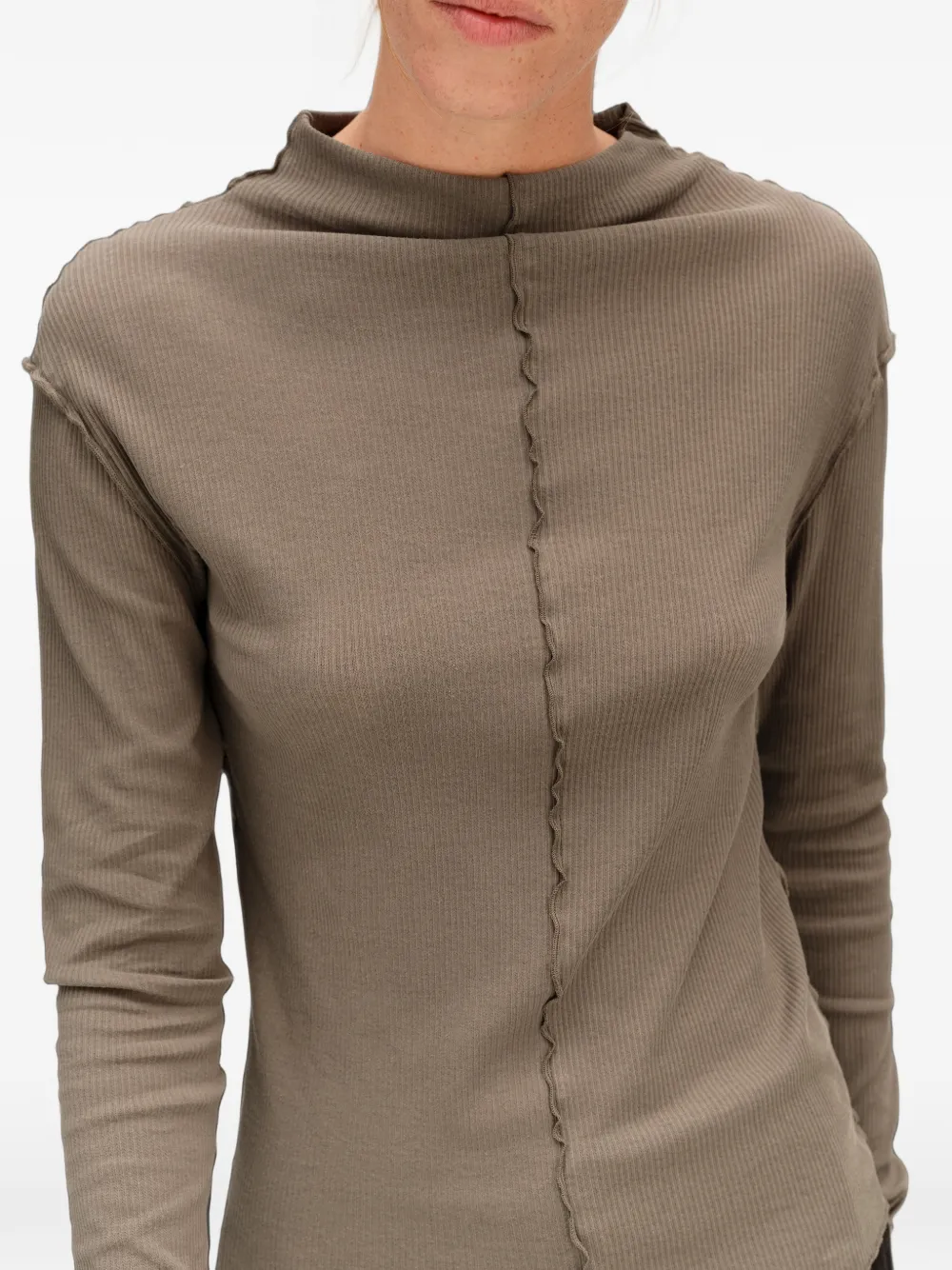 BIMBA Y LOLA taupe fitted ribbed T-shirt Bruin