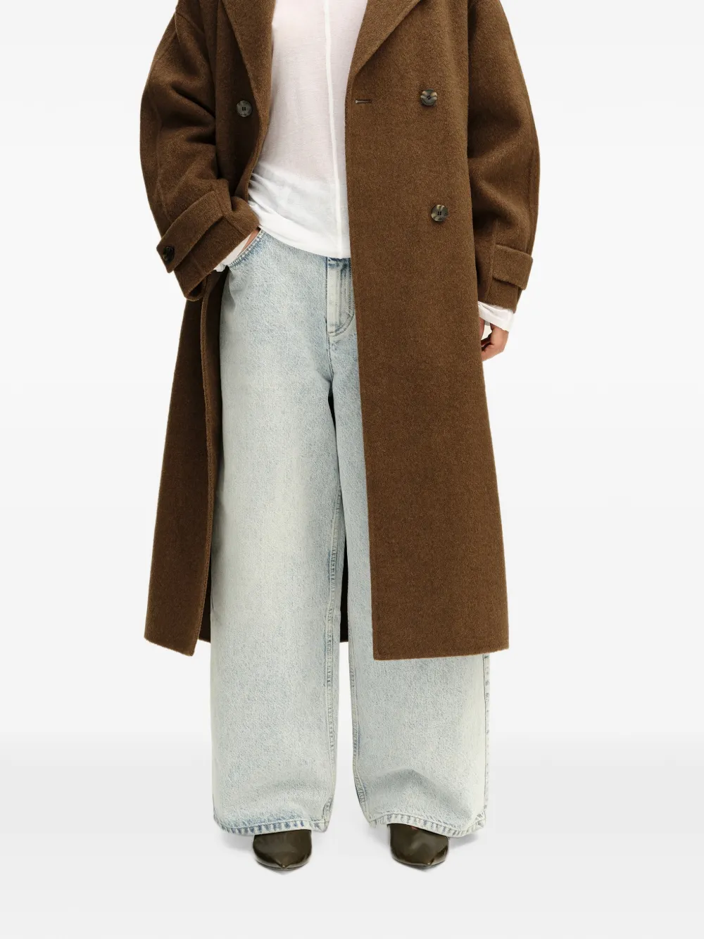 BIMBA Y LOLA reversible coat with olive green belt Groen