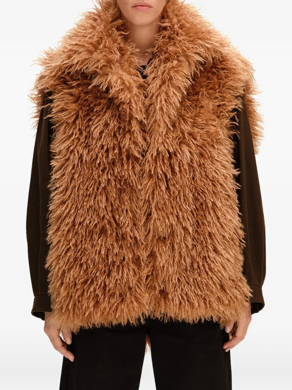 BIMBA Y LOLA oversized toffee fur vest Bruin
