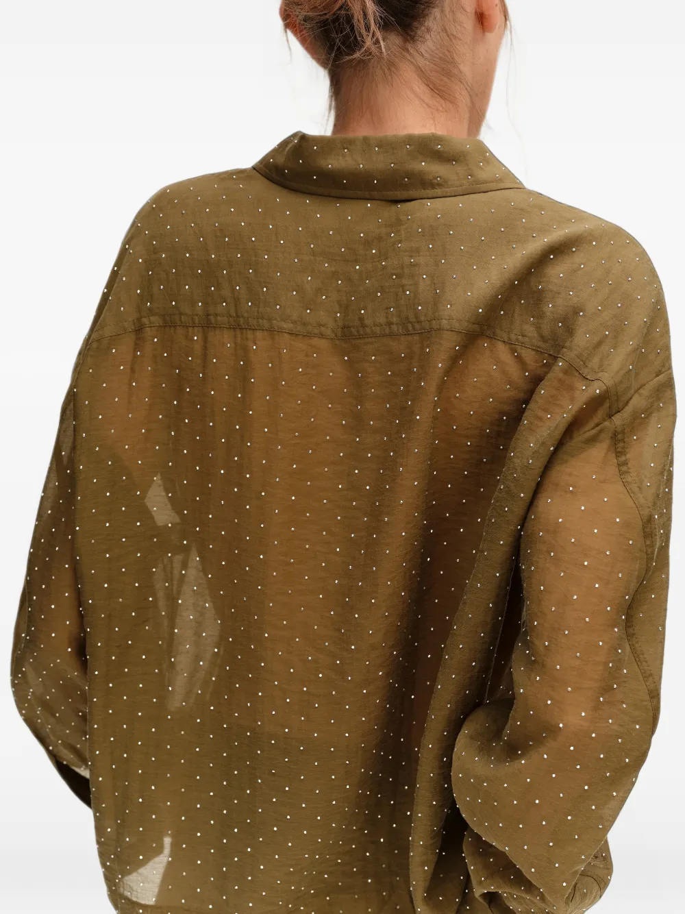 BIMBA Y LOLA khaki boxy rhinestone shirt Groen