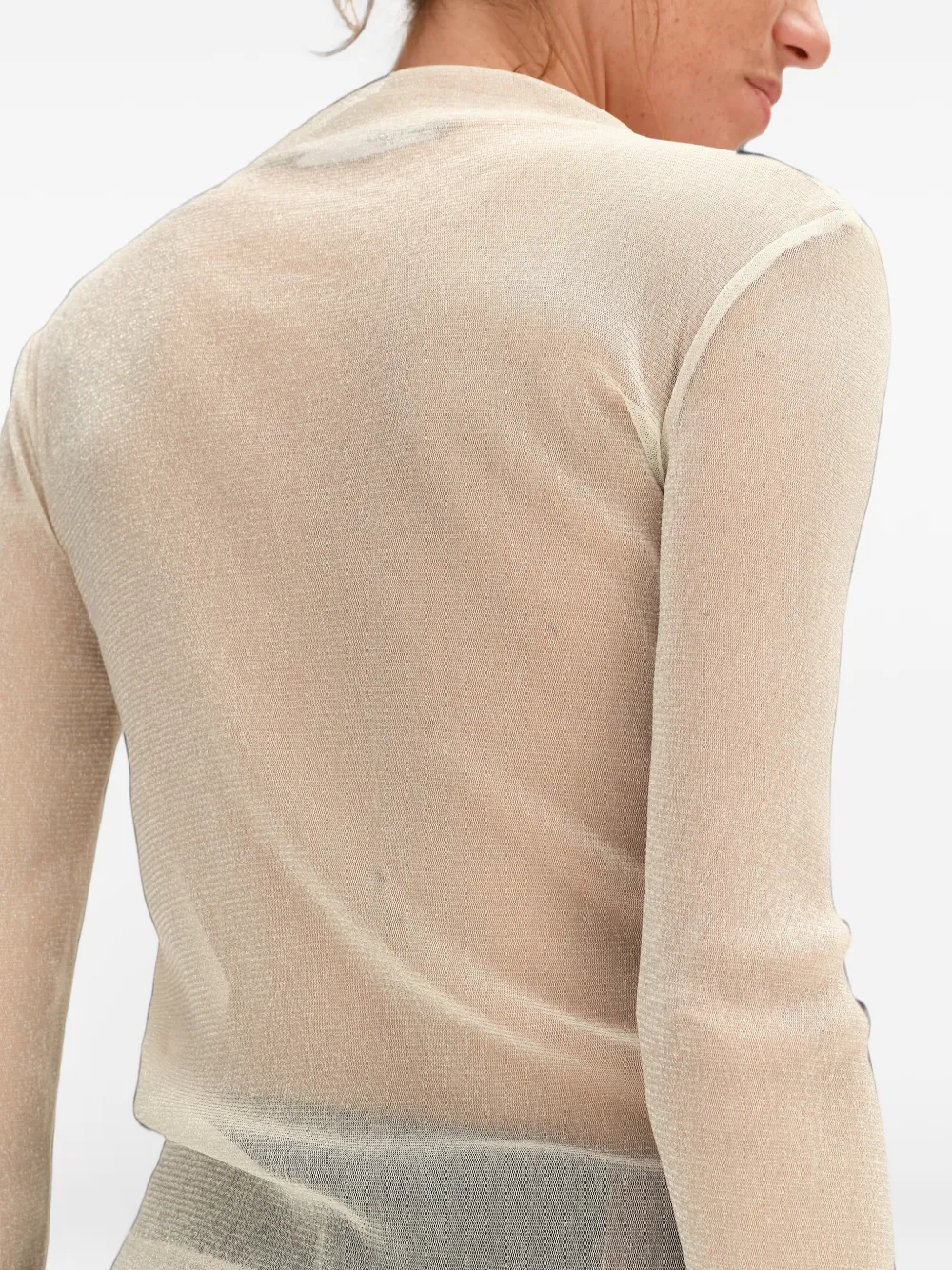 BIMBA Y LOLA ivory ruched lurex T-shirt Beige