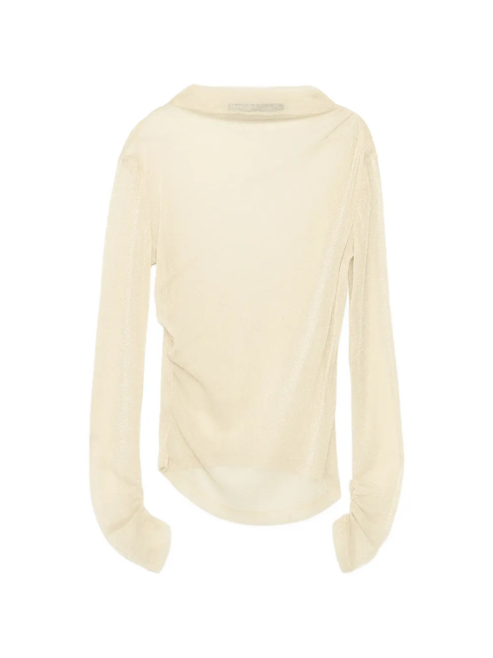 BIMBA Y LOLA ivory ruched lurex T-shirt Beige