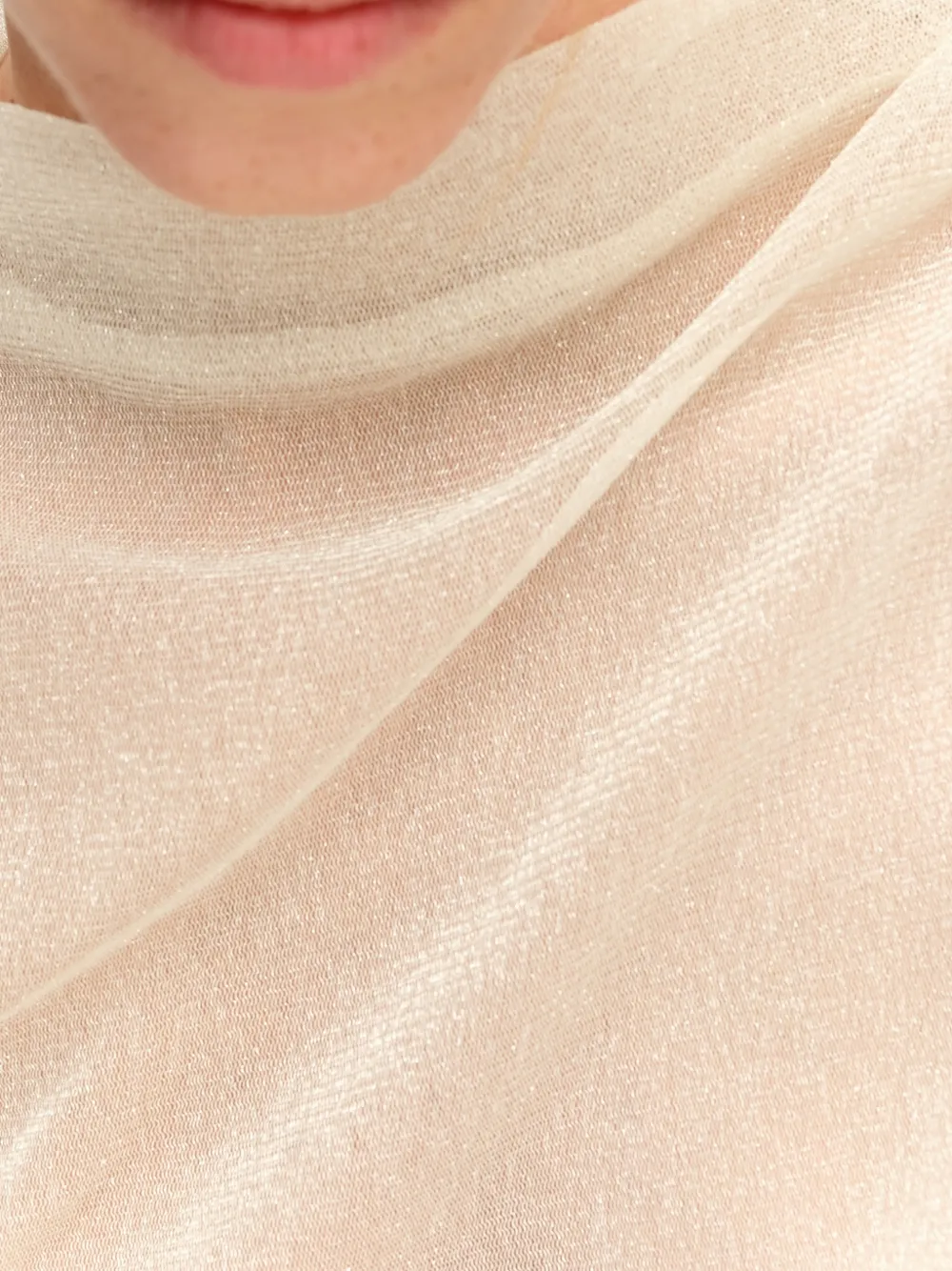 BIMBA Y LOLA ivory ruched lurex T-shirt Beige