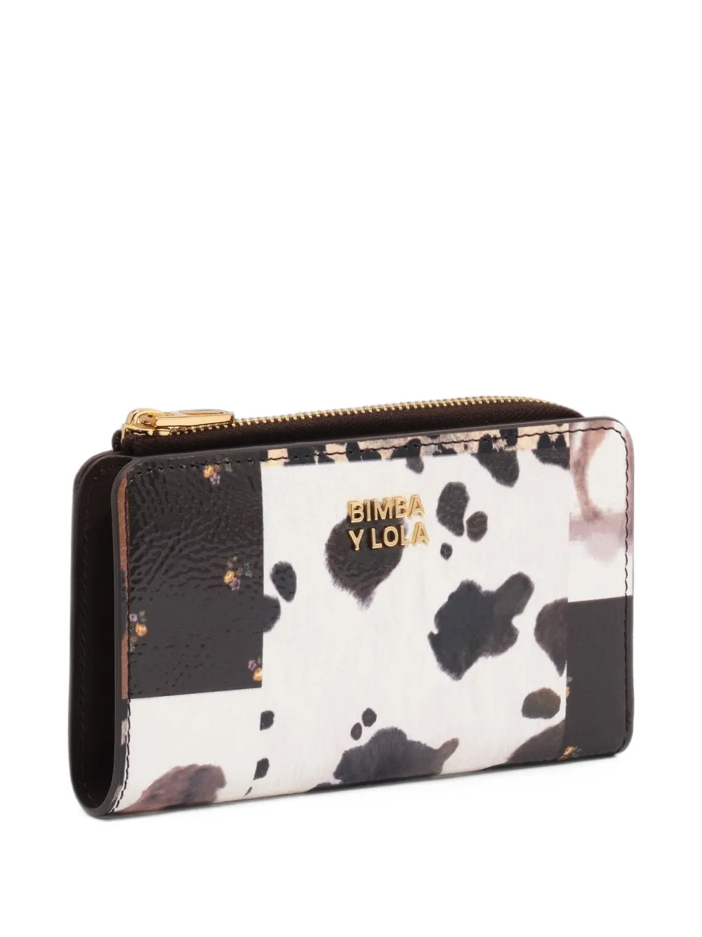 BIMBA Y LOLA compact patchwork chocolate wallet - Bianco