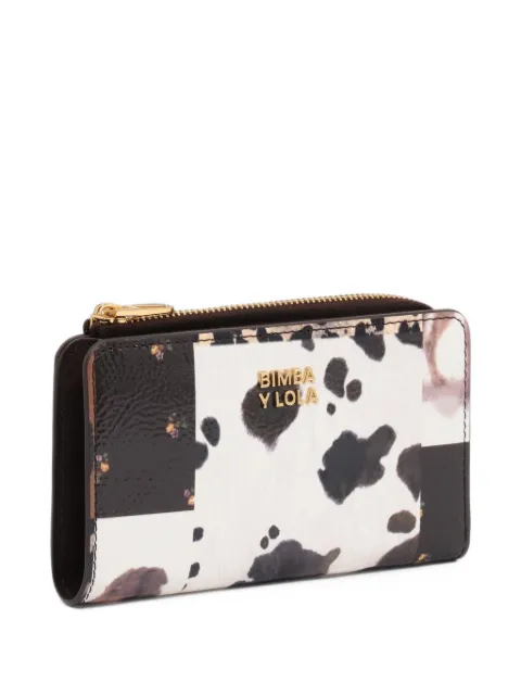 BIMBA Y LOLA compact patchwork chocolate wallet