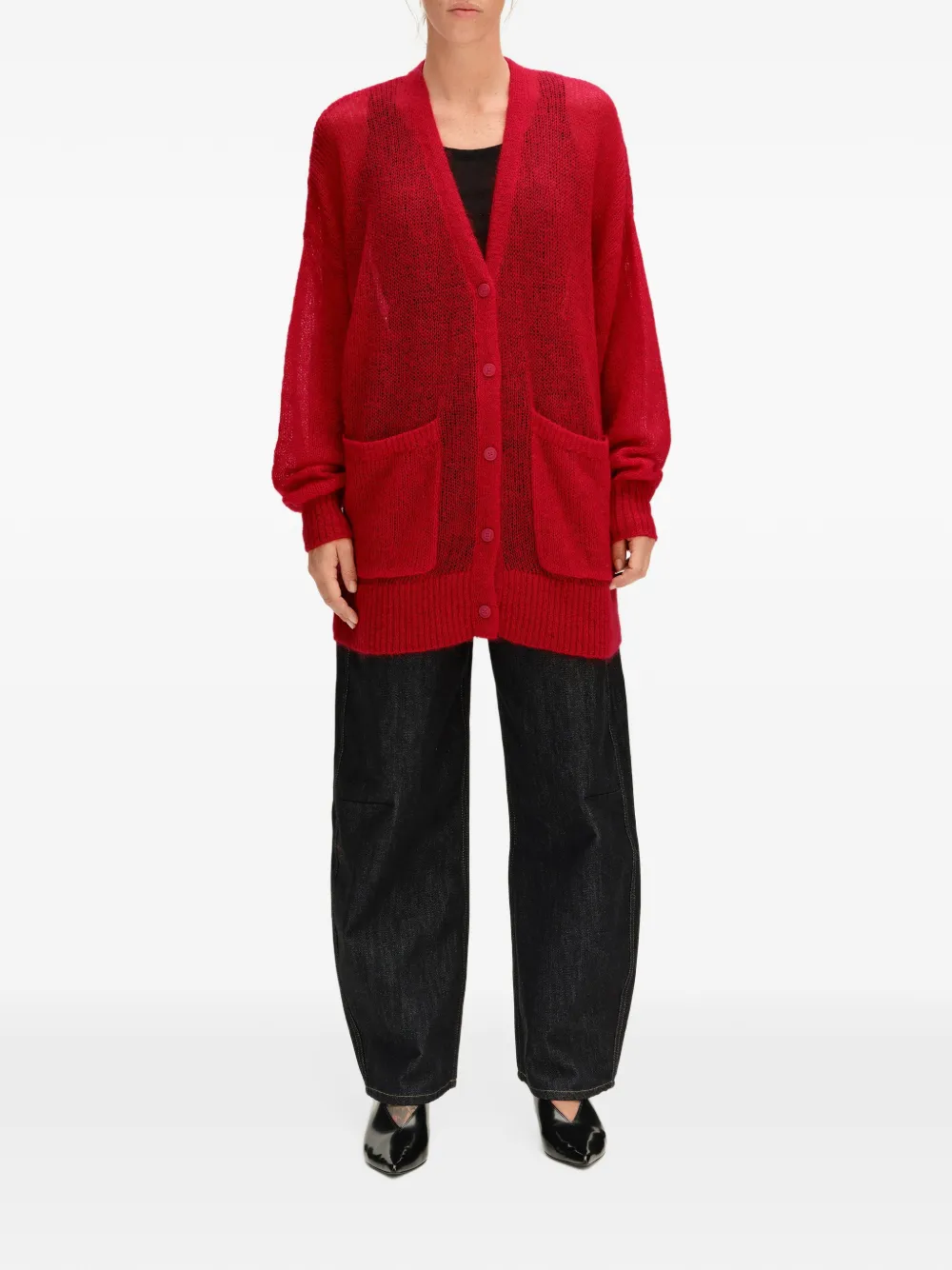BIMBA Y LOLA long red mohair cardigan Rood