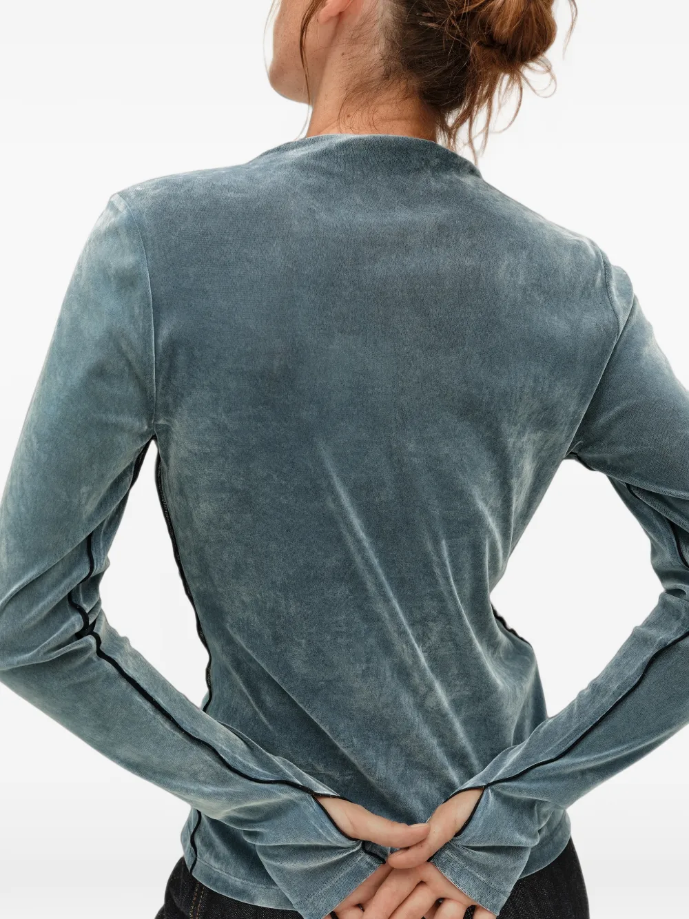 BIMBA Y LOLA light-blue fitted velvet T-shirt Blauw