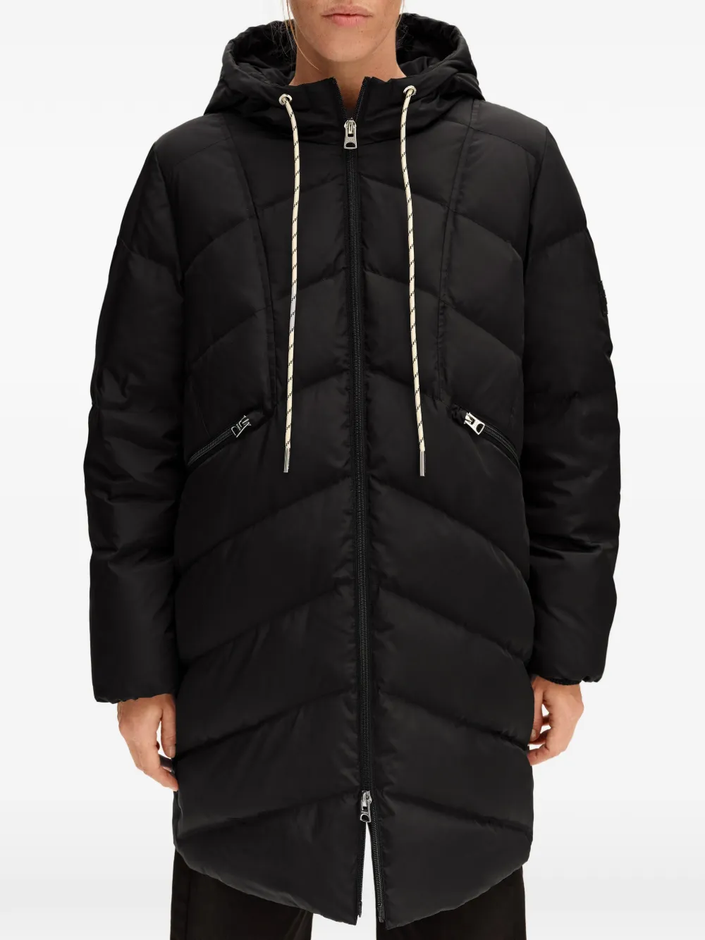 BIMBA Y LOLA black straight-cut mid-length puffer Zwart