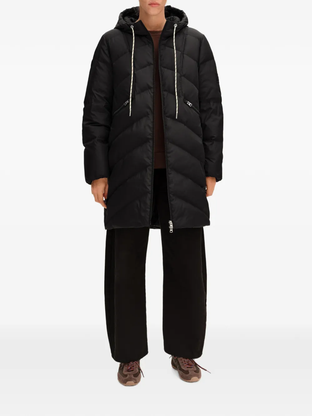 BIMBA Y LOLA black straight-cut mid-length puffer Zwart