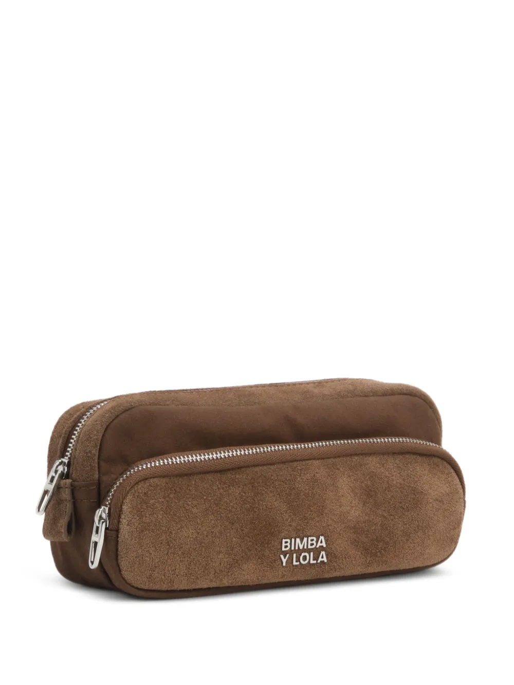 BIMBA Y LOLA dark khaki cotton and suede pocket case Bruin