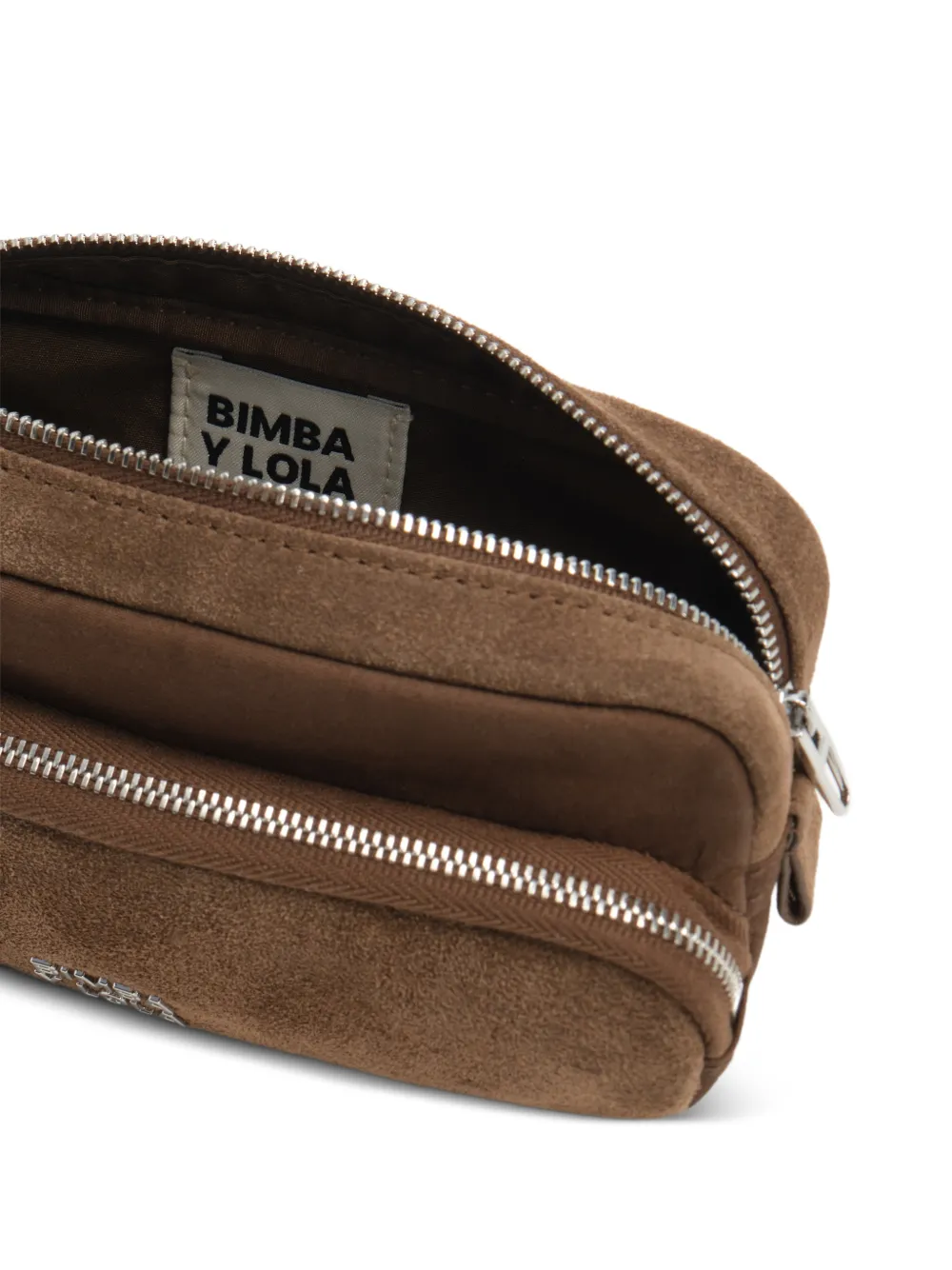 BIMBA Y LOLA dark khaki cotton and suede pocket case Bruin