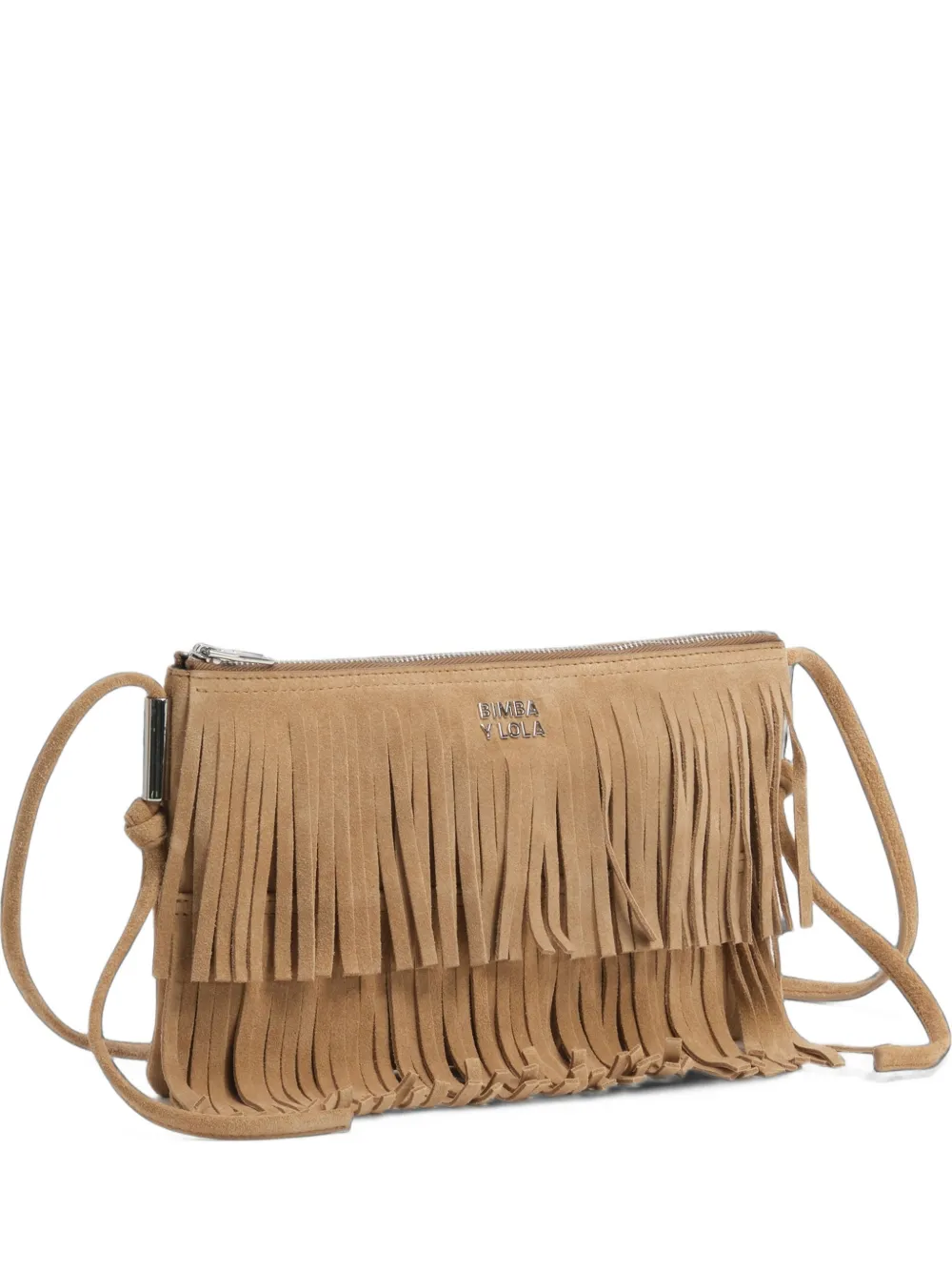 BIMBA Y LOLA small clutch bag with natural fringe - Toni neutri
