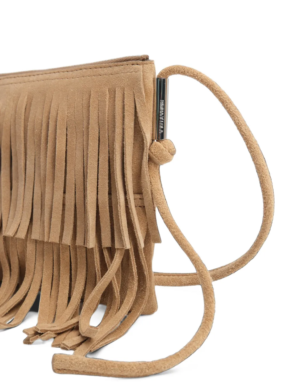 BIMBA Y LOLA small clutch bag with natural fringe Beige