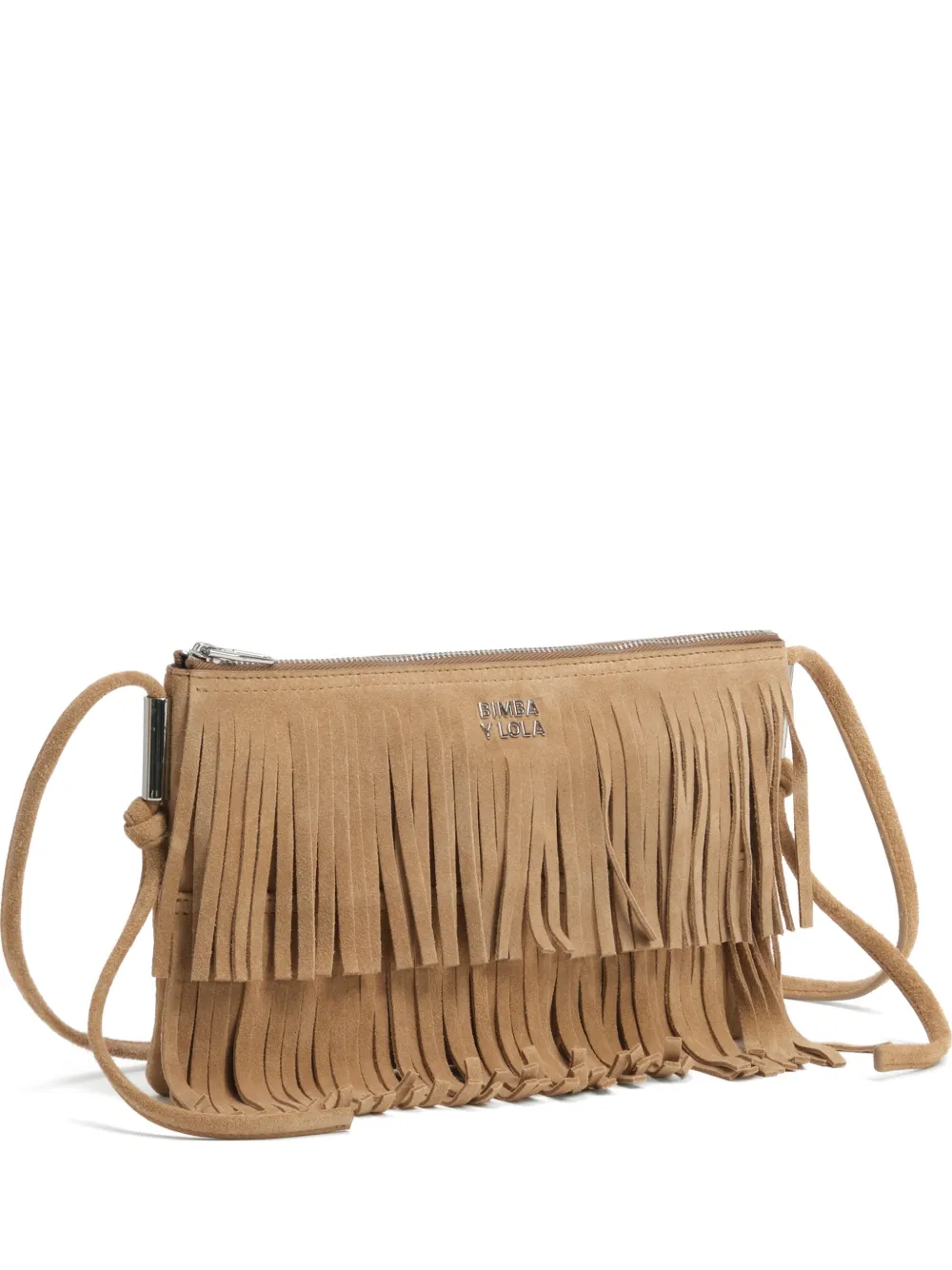 BIMBA Y LOLA small clutch bag with natural fringe - Toni neutri
