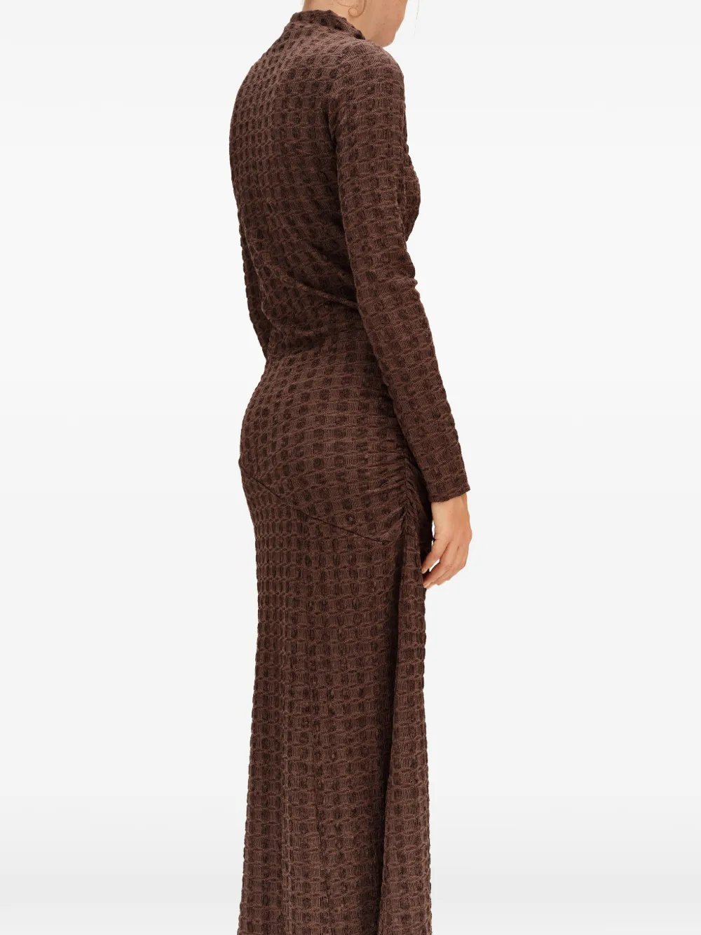 BIMBA Y LOLA chocolate textured ruched dress Bruin