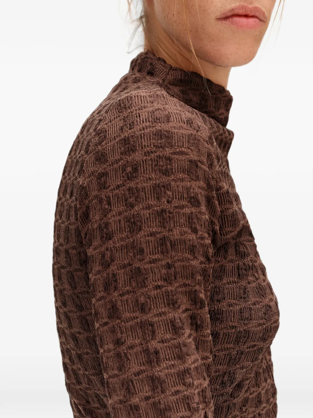 BIMBA Y LOLA chocolate textured ruched dress Bruin