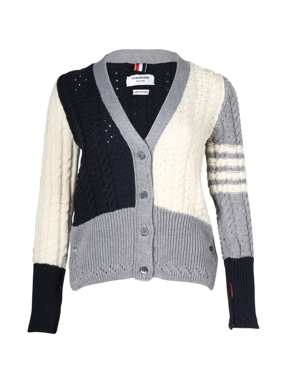 Thom Browne 4 Bar cable-knit cardigan - Grau
