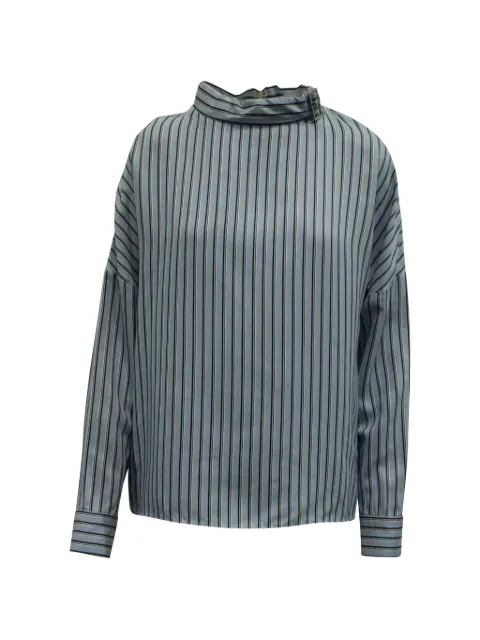 Tibi striped stand-collar blouse