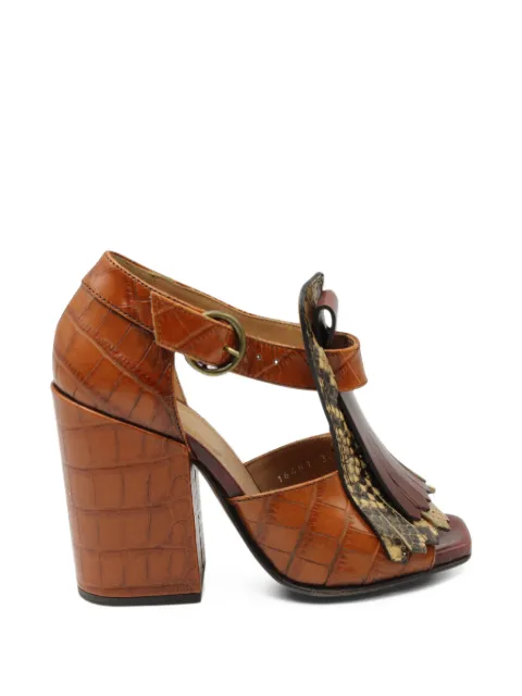 Dries Van Noten Pre-Owned fringe crocodile-print sandals