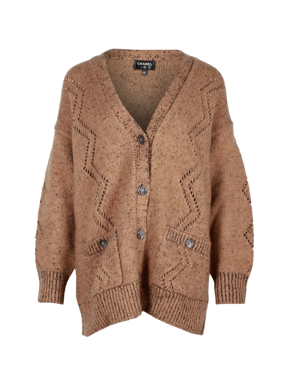 CHANEL Pre-Owned V-neck CC logo cardigan - Braun