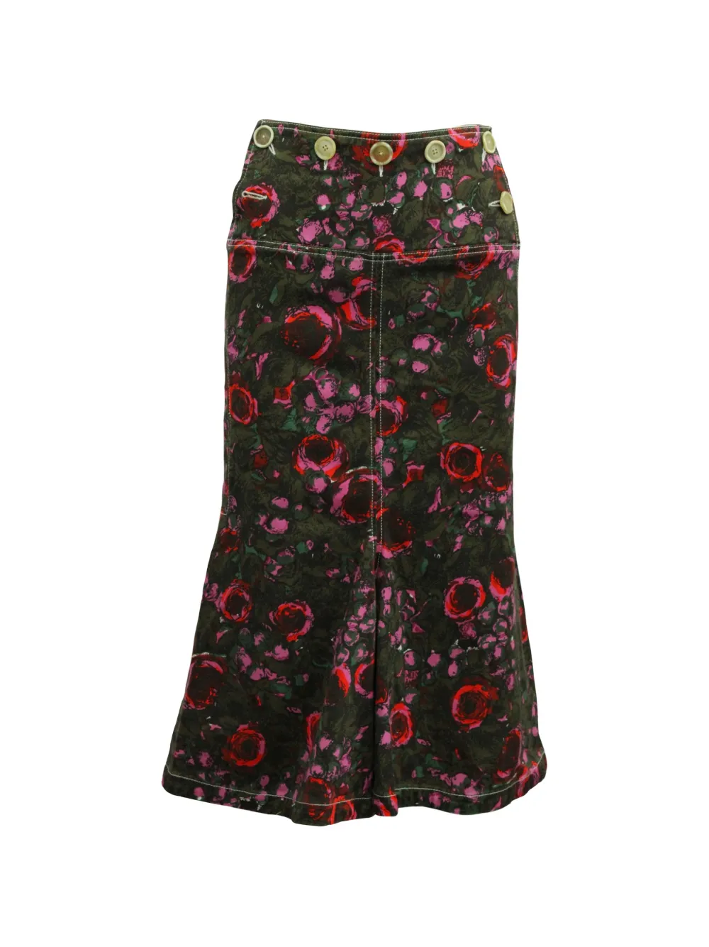 Marni Pre-Owned floral-print midi flared skirt - Verde