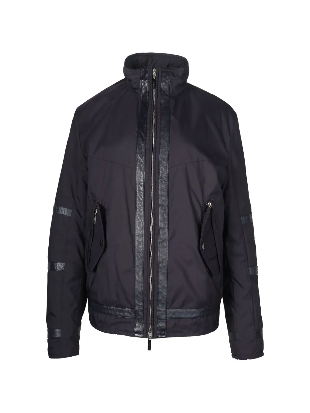 Versace Pre-Owned leather-trim front-zip jacket - Violett