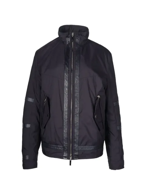 Versace Pre-Owned leather-trim front-zip jacket