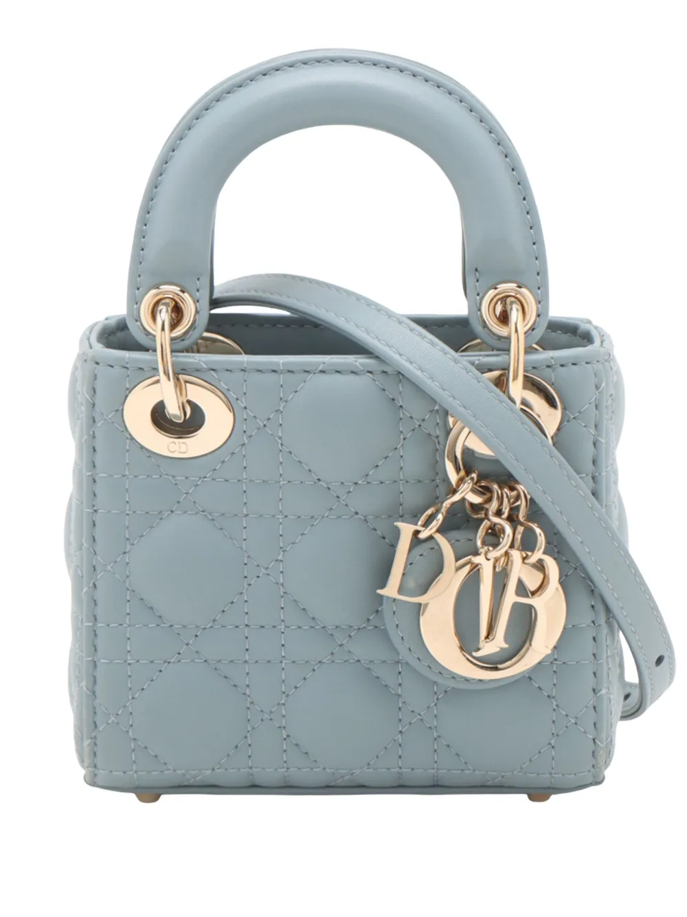 Christian Dior Pre-Owned 2015-2026 Mini Lambskin Cannage Lady Dior satchel - Blau