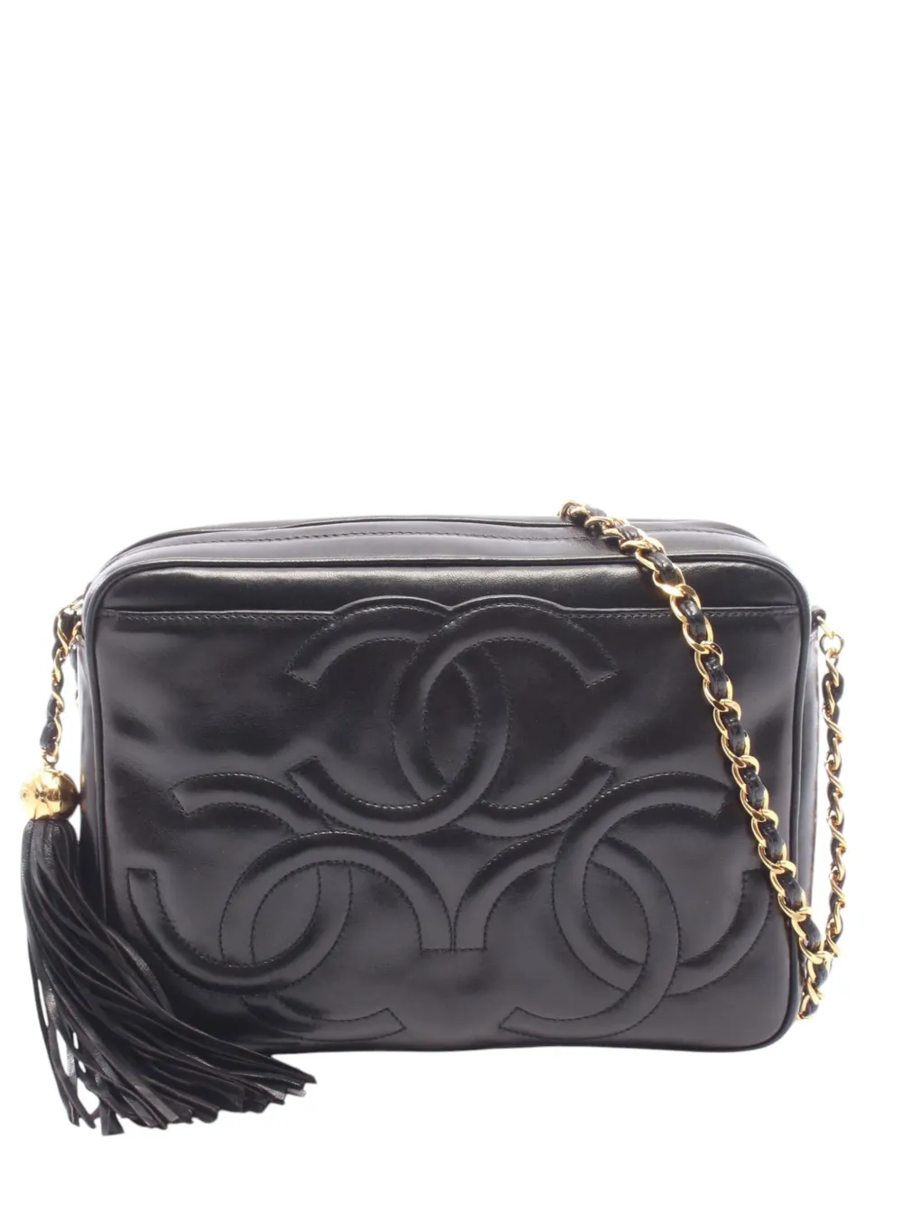 CHANEL Pre-Owned 1994-1996 Lambskin Triple CC Tassel Camera Bag crossbody bag - Black