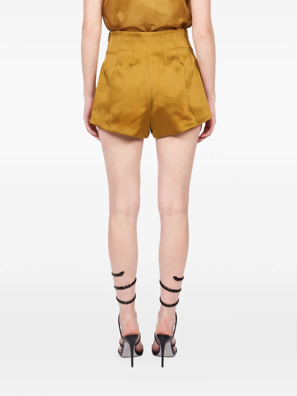 Retrofete high-waisted pleated shorts Geel