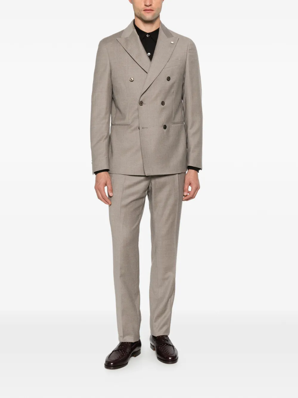 LUIGI BIANCHI MANTOVA Pak met dubbele rij knopen Beige