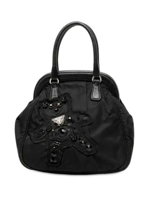 Prada Pre-Owned Borsa a mano Evening Bear Frame in tessuto con perline 2000-2013