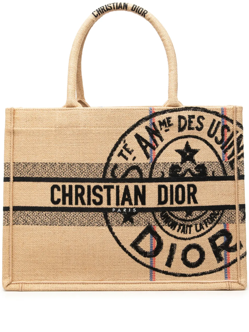 Christian Dior Pre-Owned 2022 Medium Jute Embroidered Book tote bag - Nude