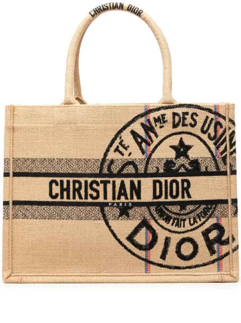 Christian Dior Pre-Owned 2022 Medium Jute Embroidered Book tote bag