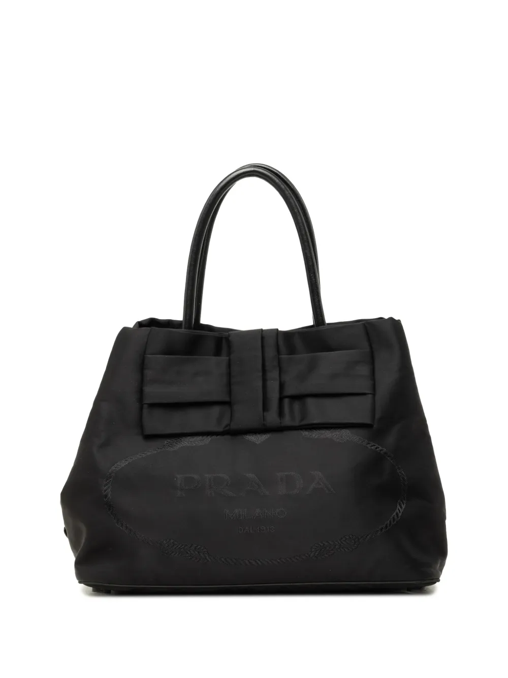 Prada Pre-Owned 2013-2026 Tessuto Canapa Logo Bow satchel - Nero