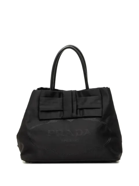 Prada Pre-Owned bolsa satchel Tessuto Canapa con logo y moño 2013-2026