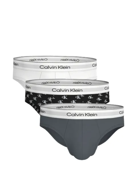 Calvin Klein logo-waistband monogram-print briefs (set of three)