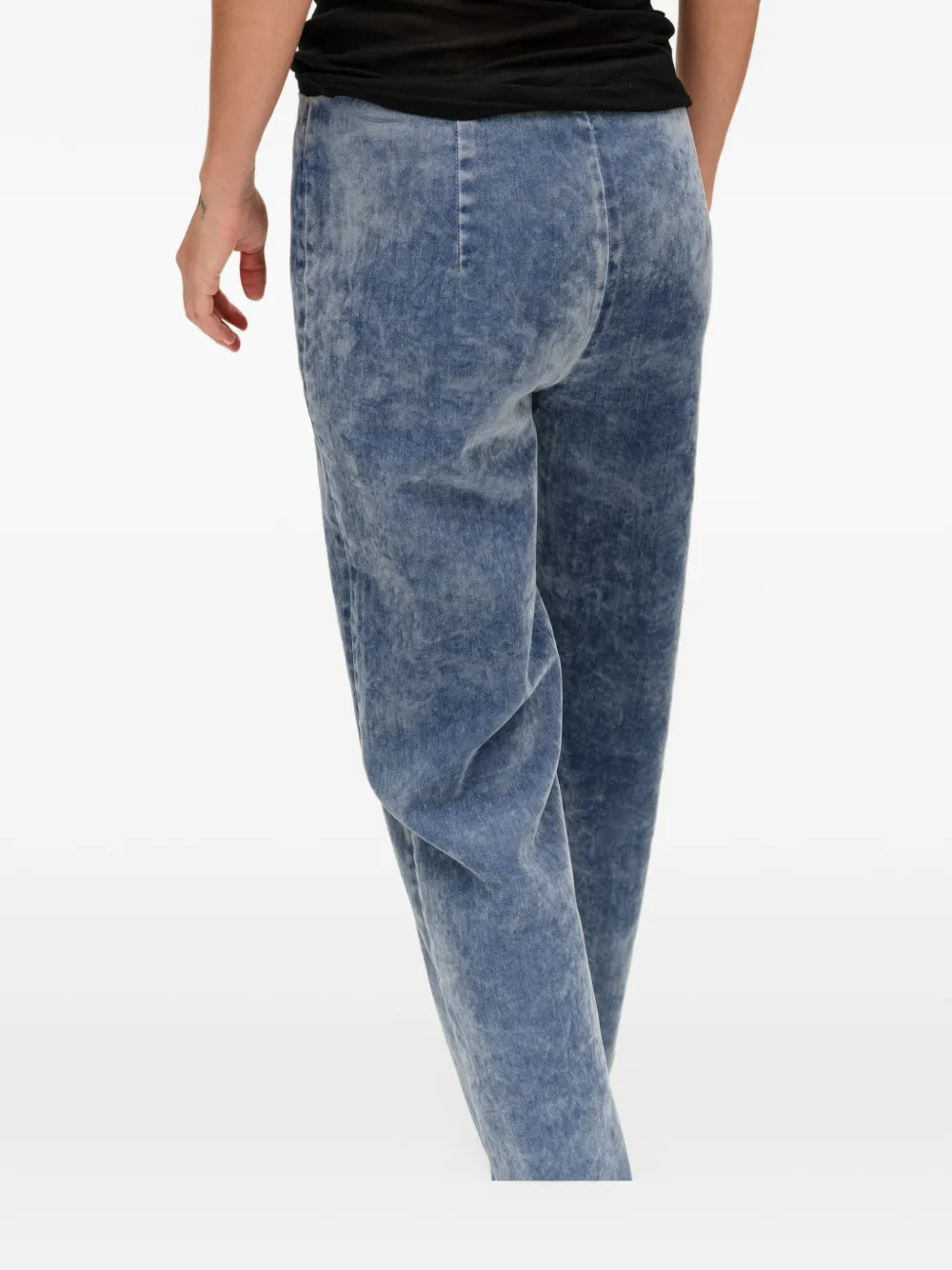 BIMBA Y LOLA straight cropped light-blue ankle-length velvet trousers Blauw