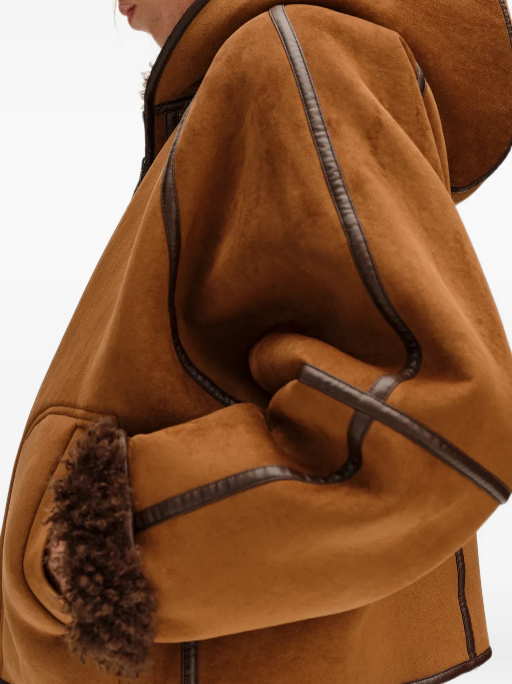 BIMBA Y LOLA reversible jacket with curly hazelnut fur Bruin