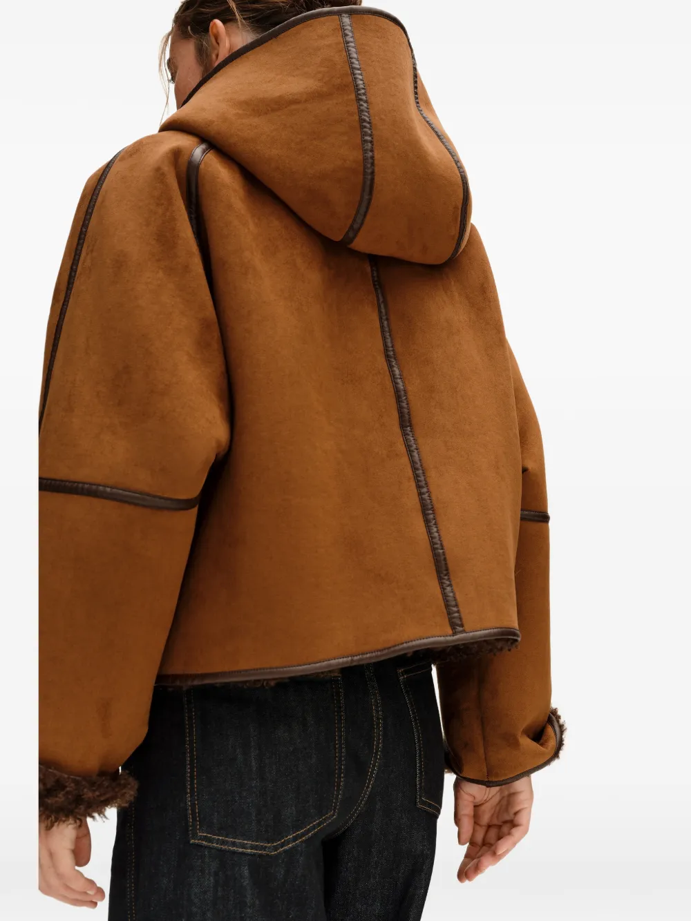 BIMBA Y LOLA reversible jacket with curly hazelnut fur Bruin