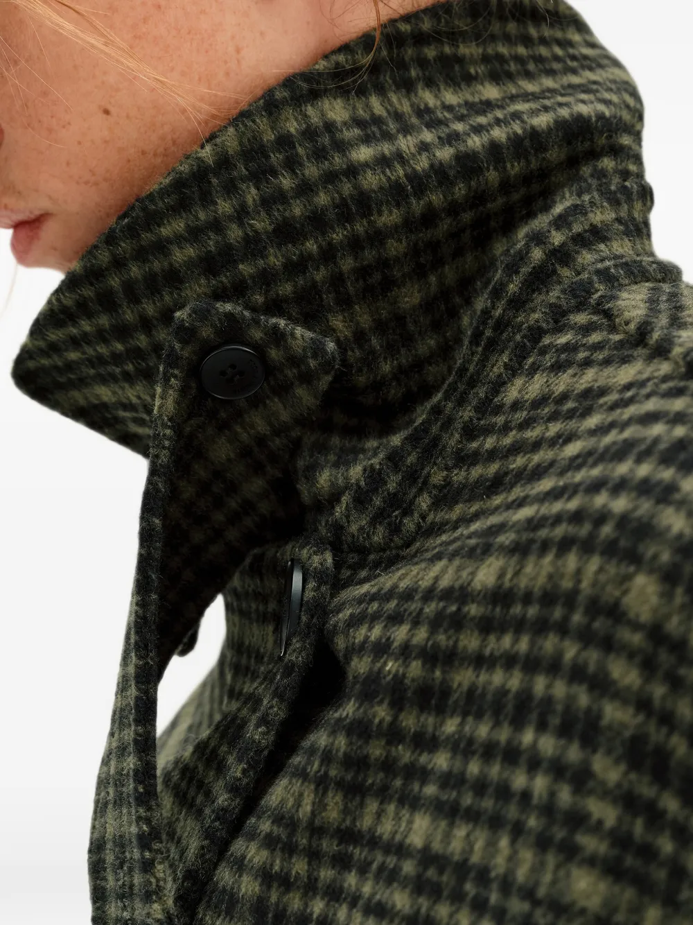BIMBA Y LOLA double-sided khaki check midi coat checkered face Groen