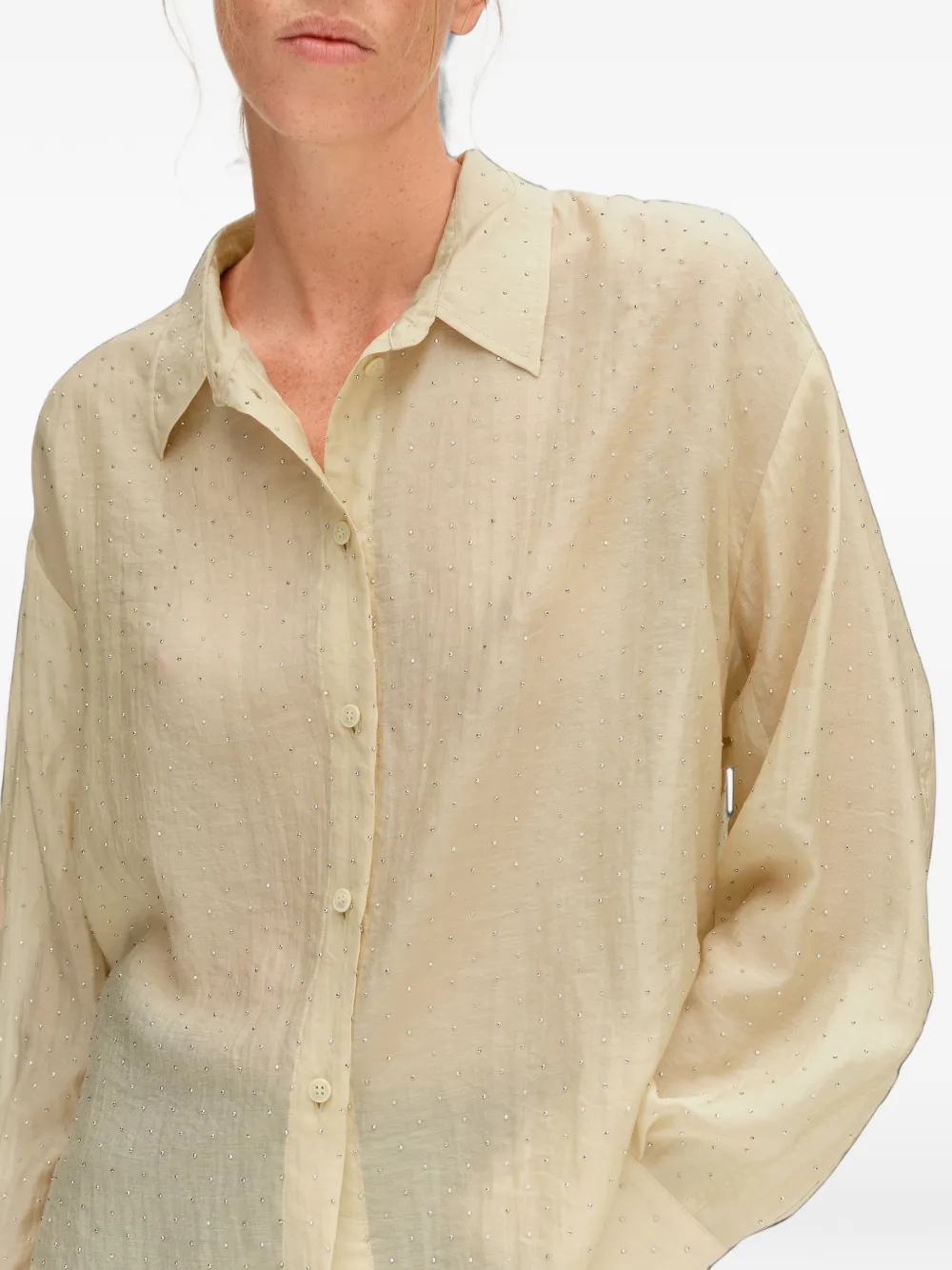 BIMBA Y LOLA boxy sand shirt with stones Beige