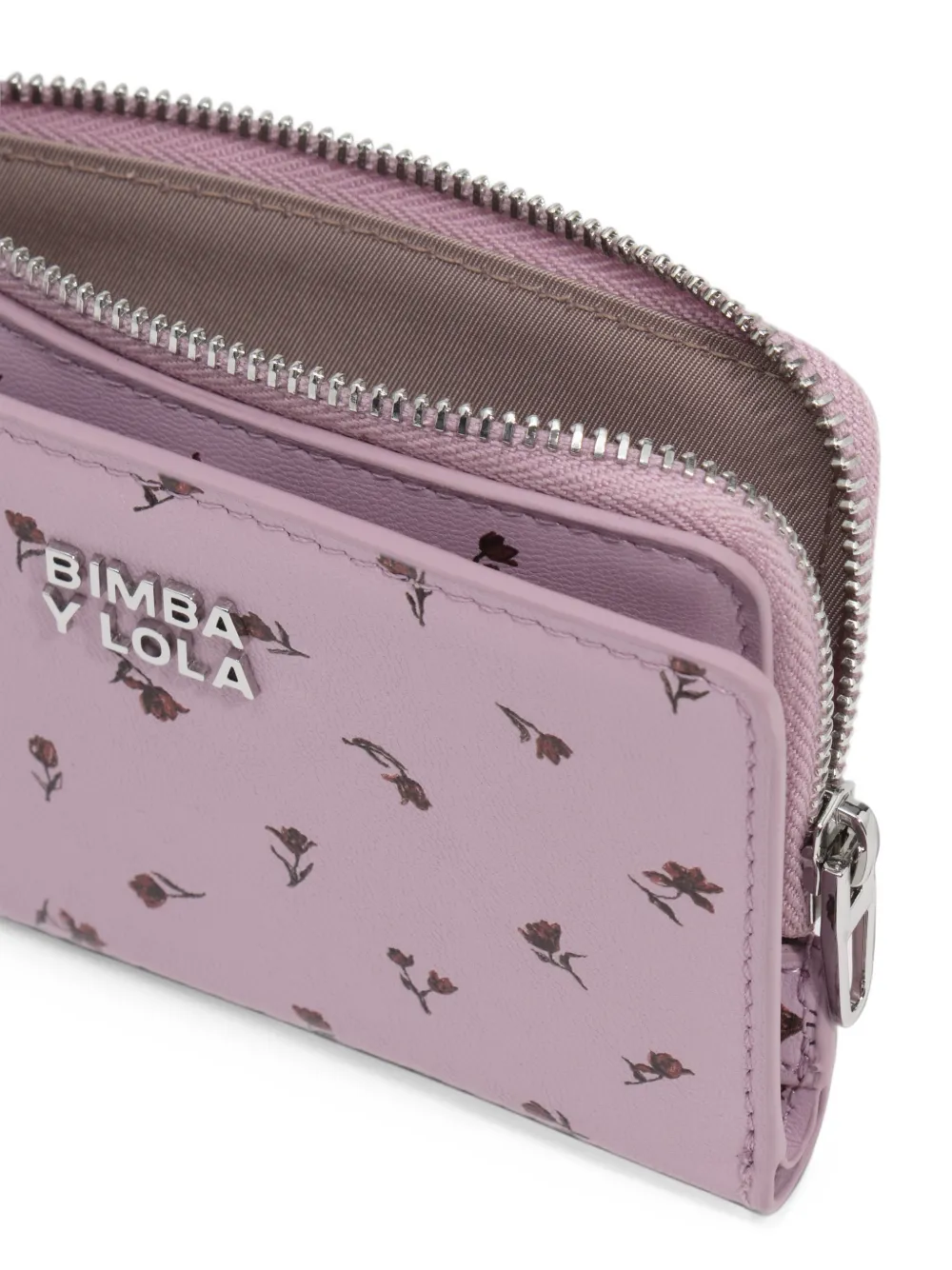 BIMBA Y LOLA mauve mini tulip leather compact wallet Roze